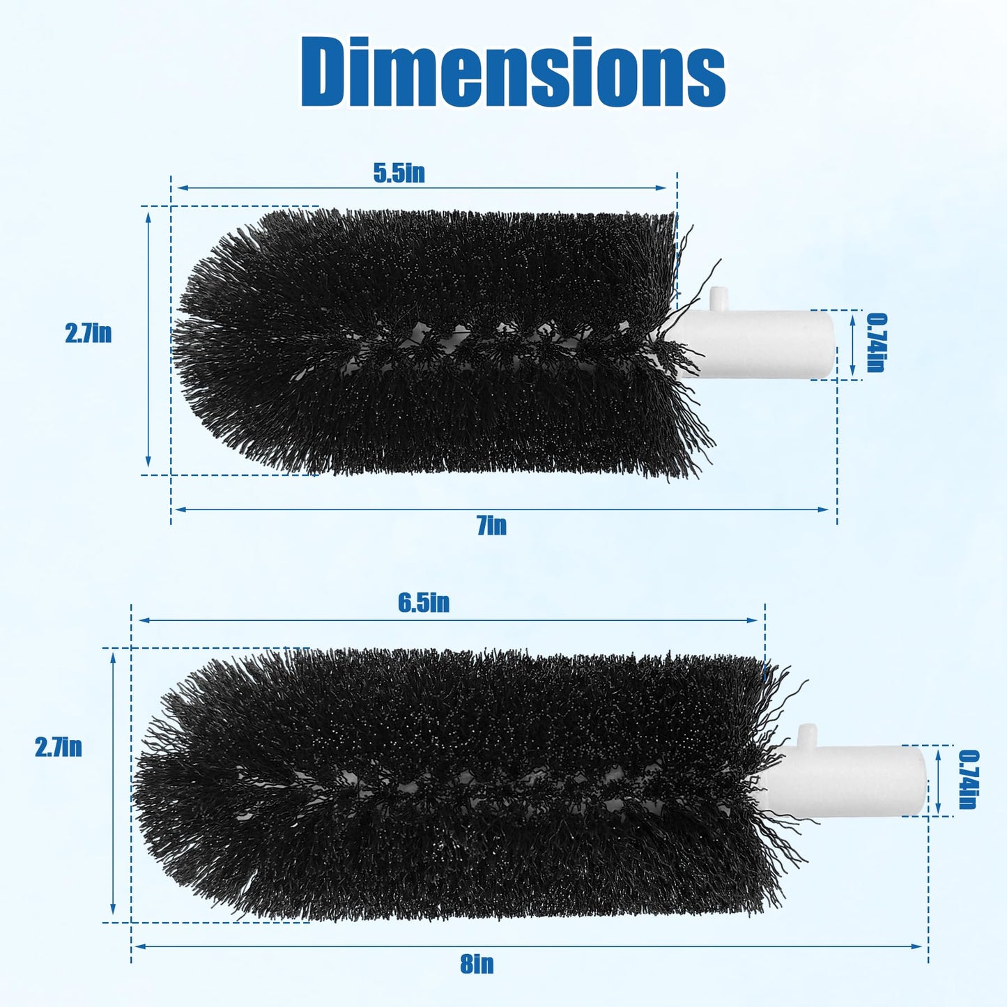 BRS-1722 Glass Washer Replacement Brush Set Part(4 pcs 6-inch Brushes +1 pc 7.5-inch Brush) Compatible with Bar Maid Glass Washer, Replacement SS-100, SS-101, A-200, A-205