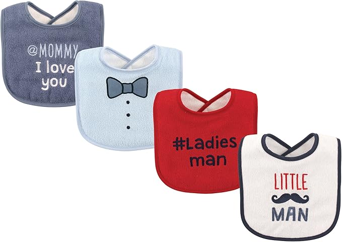 Luvable Friends Unisex Baby Cotton Terry Drooler Bibs with Fiber Filling