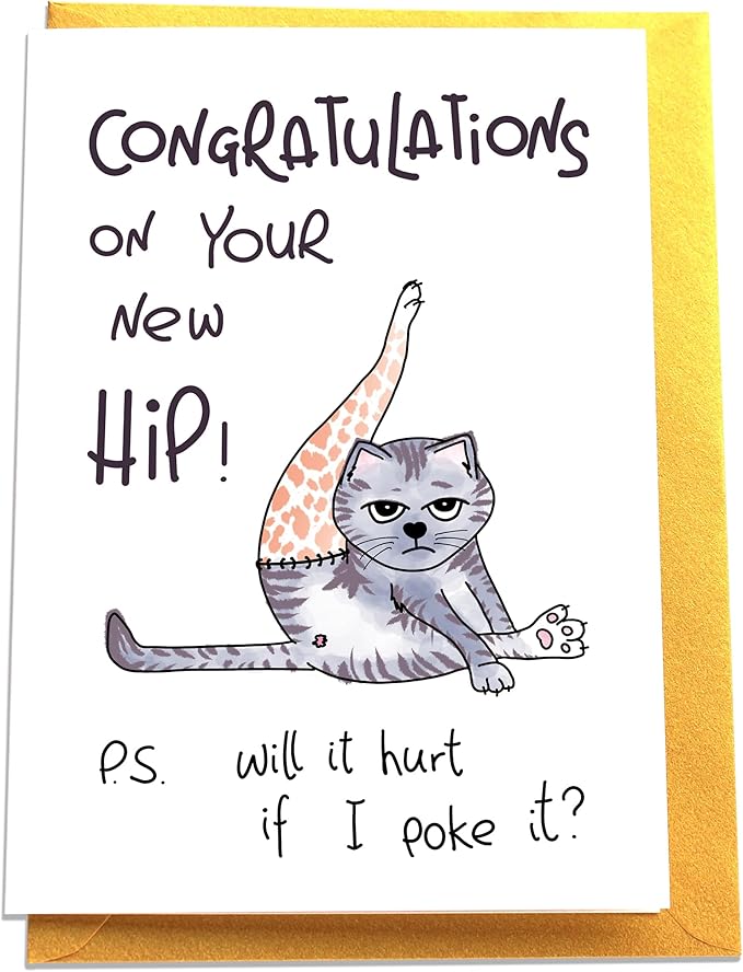 PepperZone Hip Hip Hooray Get Well Soon Card, Speedy Recovery, Funny Hip & Knee Replacement, Surgery Humor Best Wishes, Ha...