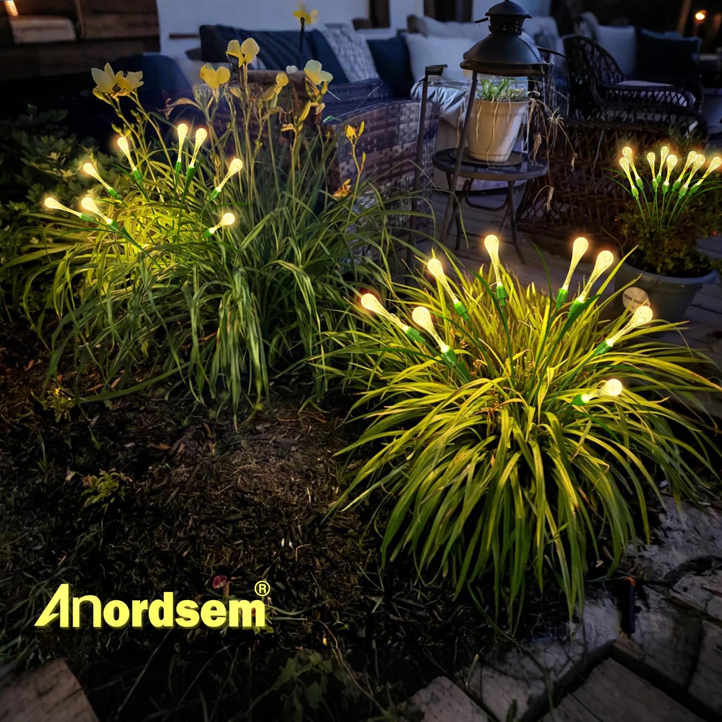 Anordsem Solar Garden Lights Outdoor: 8 Removable Pvc Water Drop Light Heads 2 Pack - Waterproof Diy Fun Decoration For Yard Patio Path - Gardening Gifts For Homeowners Over 30