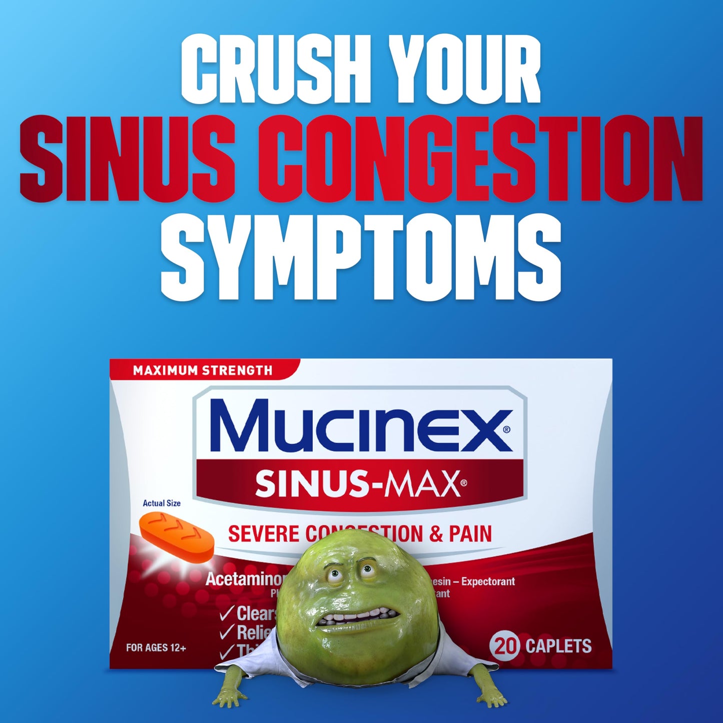 Mucinex Sinus-Max Severe Congestion Relief Caplets, 20 Count