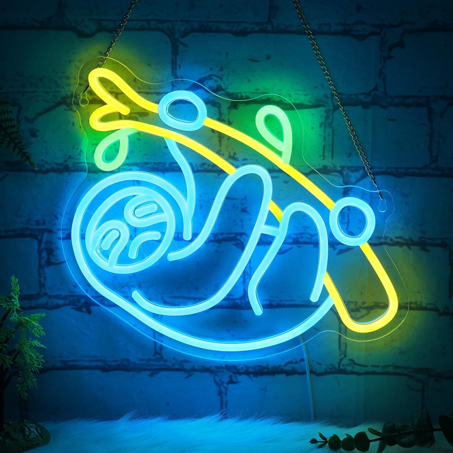 CoolGift Mart Sloth Neon Sign, Sloth Lamp Wall Decor, Dimmable Birthday Party Decorations for Home, Patio, Garden, Bars, Restaurants, Hotels, Stores, Clubs, Ideal Gift for Friends, Family and Kids