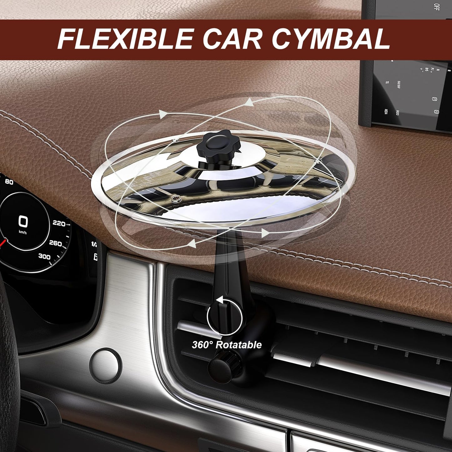 2 Pack Car Cymbal Drum Air Vent, Mini Metal Drum Crash Cymbal For Car Dashboard, Funny Musical Instruments Gadget For Drummer Mu