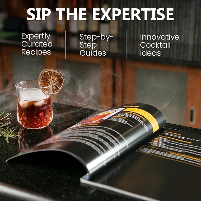 Silva Imbue Whiskey Smoker Kit with Torch – 6 Wood Chips, Oak Lid, Glasses, Ice Molds, Bar Tools & Recipe Book – Whiskey & Bourbon Cocktail Smoker Set
