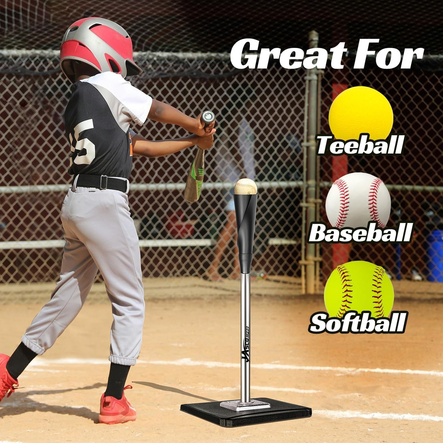 Portable Batting Tee,Height Adjustable from 25-37 inch Hitting Tee For Baseball and Softball, Easy Assemble Premium Baseball Tee with Rubber Top,Metal Base Softball Tee for Kids/Youths/Adults