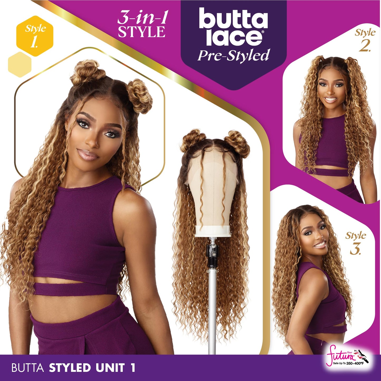 Sensationnel Butta Lace Prestyled Wigs - Unit 1 Glueless Hand Tied Deep Lace Part Synthetic Preplucked Hairline (2 DARKBROWN)
