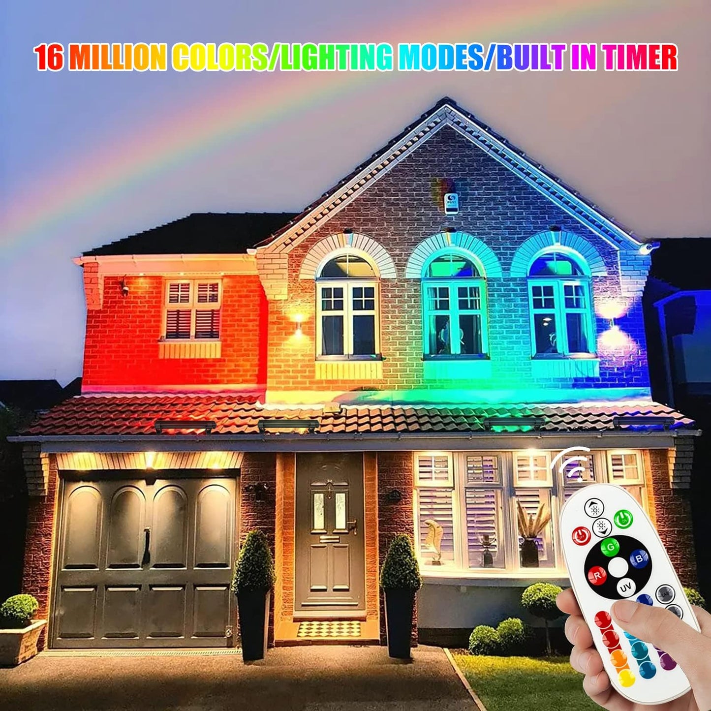 CREATESTAR RGB LED Wall Washer Light, IP66 Waterproof, 48W, Remote Control, Black, Model RGB-1