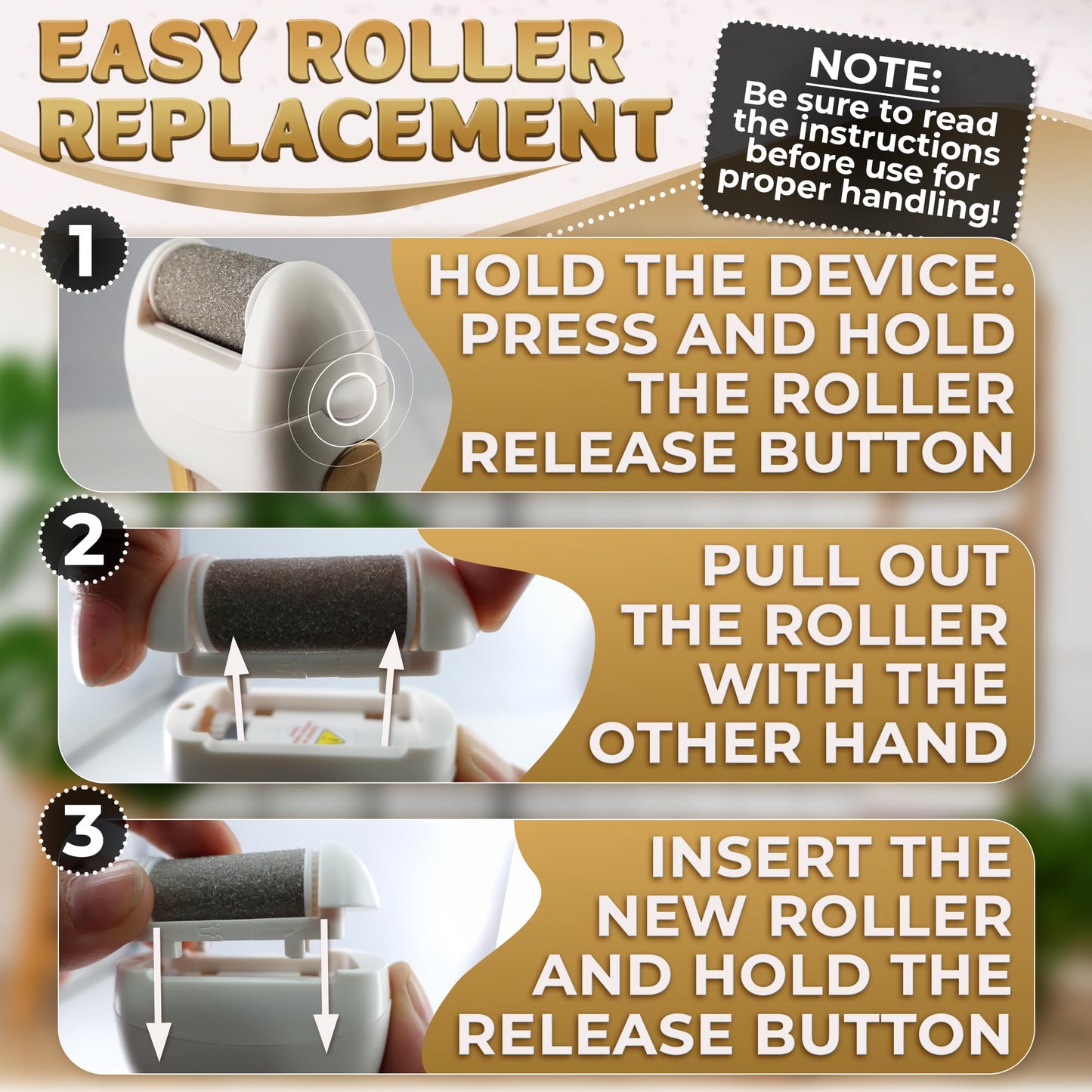 Electric Callus Remover for Feet - 5W Electric Foot Filer, 90-Min Runtime Foot Sander with Fast 2H Charge & 3 Replacement Roller
