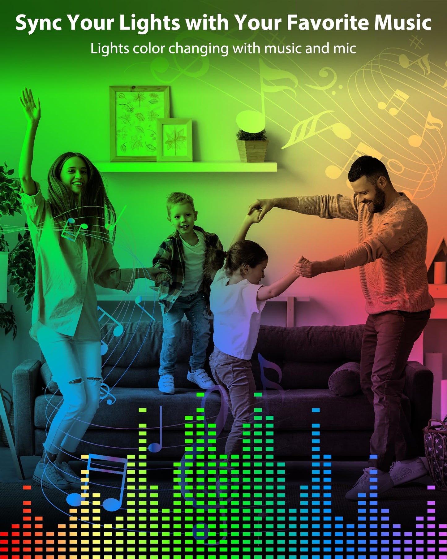 ASOKO RGB Under Cabinet Light, 200 Lumens, 3 Pack, 12 Inch, Linkable, Music Sync, Remote Control, Multicolor