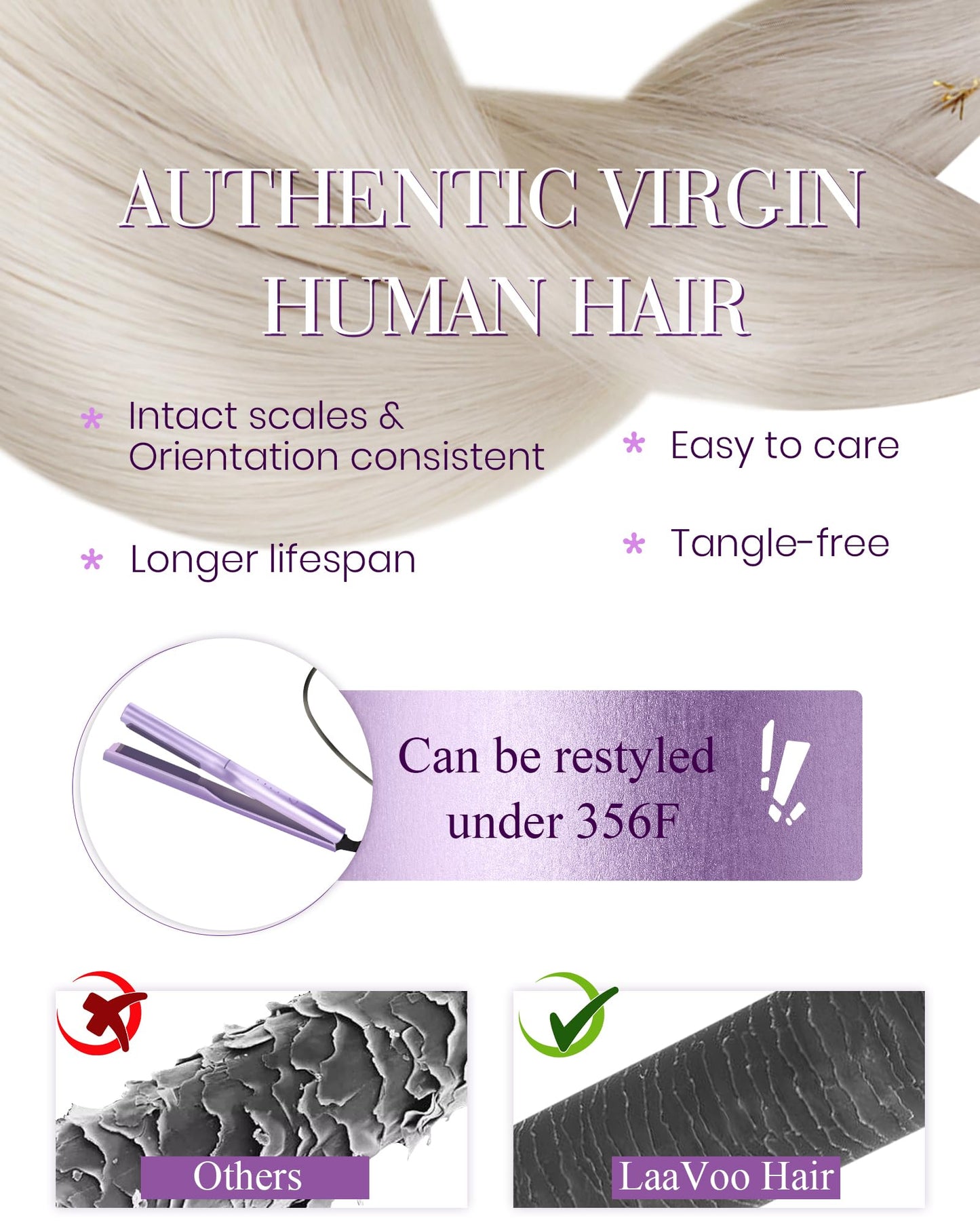LaaVoo U Tip Hair Extensions Human Hair Platinum Blonde K Tip Hair Extensions Real Human Hair Blonde 20 Inch Utip Hair Extension