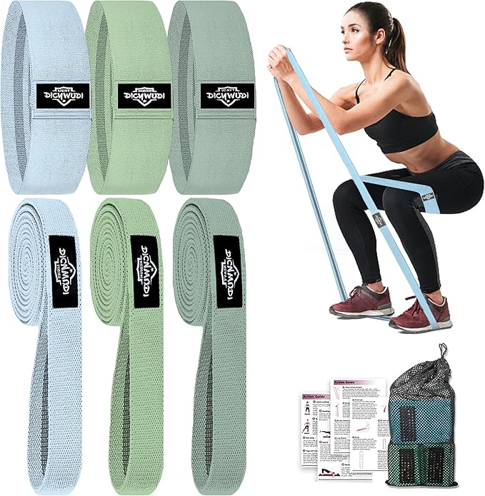 DICYWUDI Fabric Resistance Bands for Working Out, 6Pack Non-Slip Exercise Bands for Women and Men, Fabric Booty Bands for ...