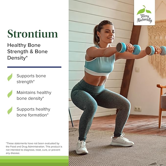 Terry Naturally Strontium - Bone Health & Strength Support Supplement - Supplement with Vegan Capsules - Health Supplement with Strontium Citrate for Superior Absorption - 60 Capsules