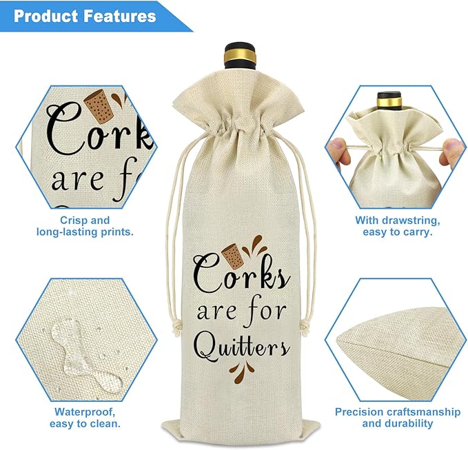 Coworker Leaving Gift Wine Lover Wine Bag Friends Friendship Gifts Going Away Goodbye Farewell Gift Wine Gift for Wine Lover Retirement Gift for Women Men Dad Uncle Reusable Wine Bags with Drawstrings