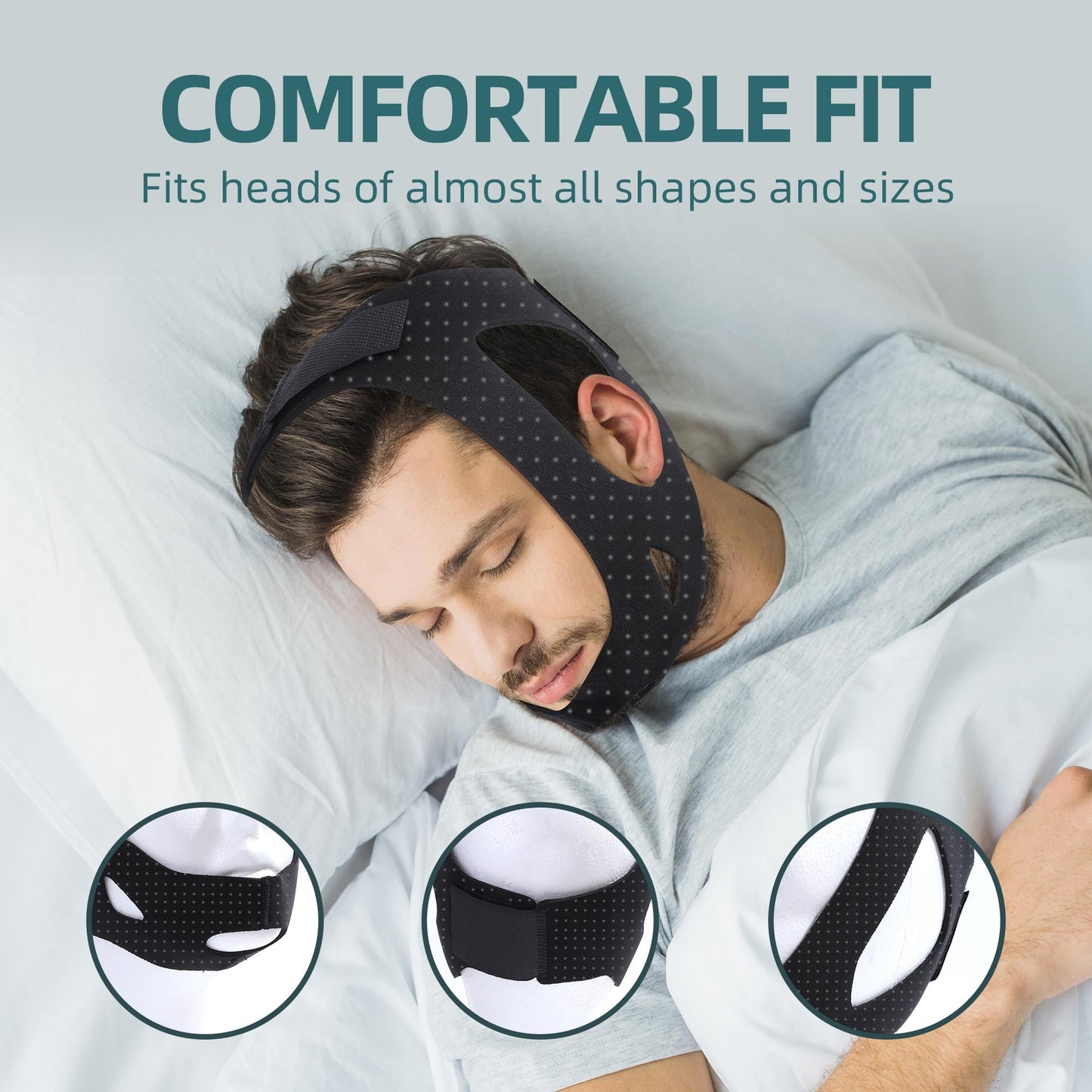 Snoring Chin Strap for Users,Anti Snoring Chin Strap for Sleeping, Adjustable Jaw Support Strap to Keep Mouth Closed