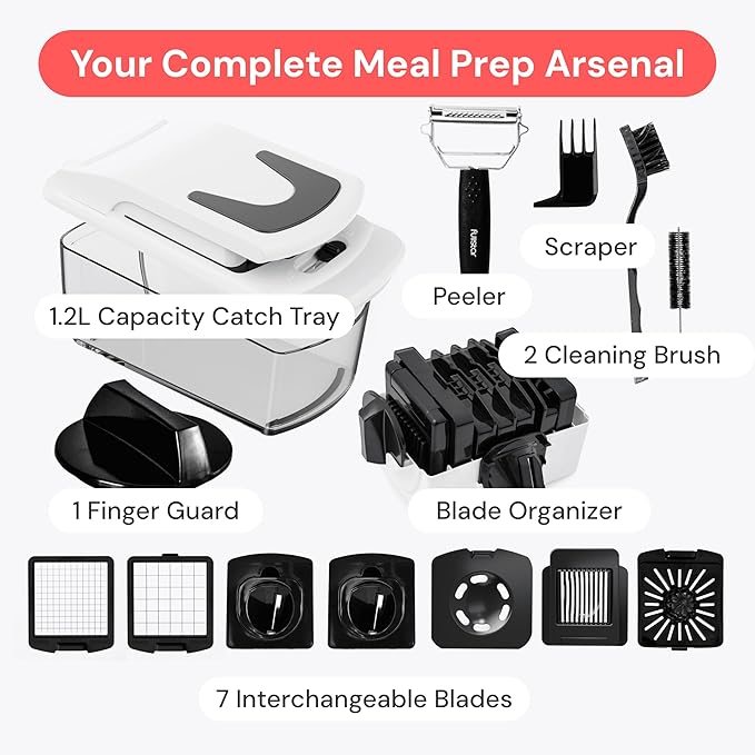 Fullstar The Original Pro Chopper - Vegetable Chopper and Spiralizer, Food Chopper with Container, Fruit Slicer, Kitchen Gadgets & Gifts, Home Essentials (9 in 1, White)
