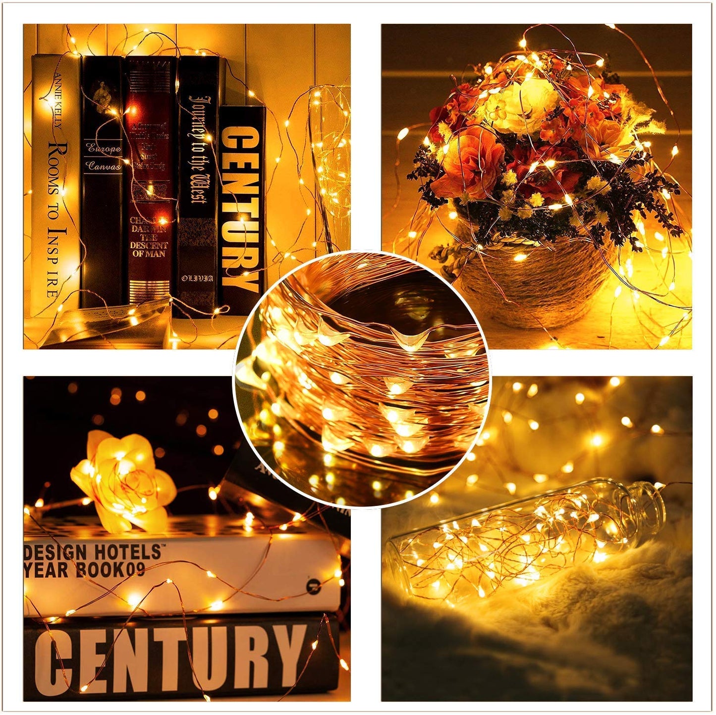 Mumuxi 20Ft Fairy Lights - 4 Pack Warm White Led String Lights, Battery Operated, Waterproof Copper Wire, Model T28
