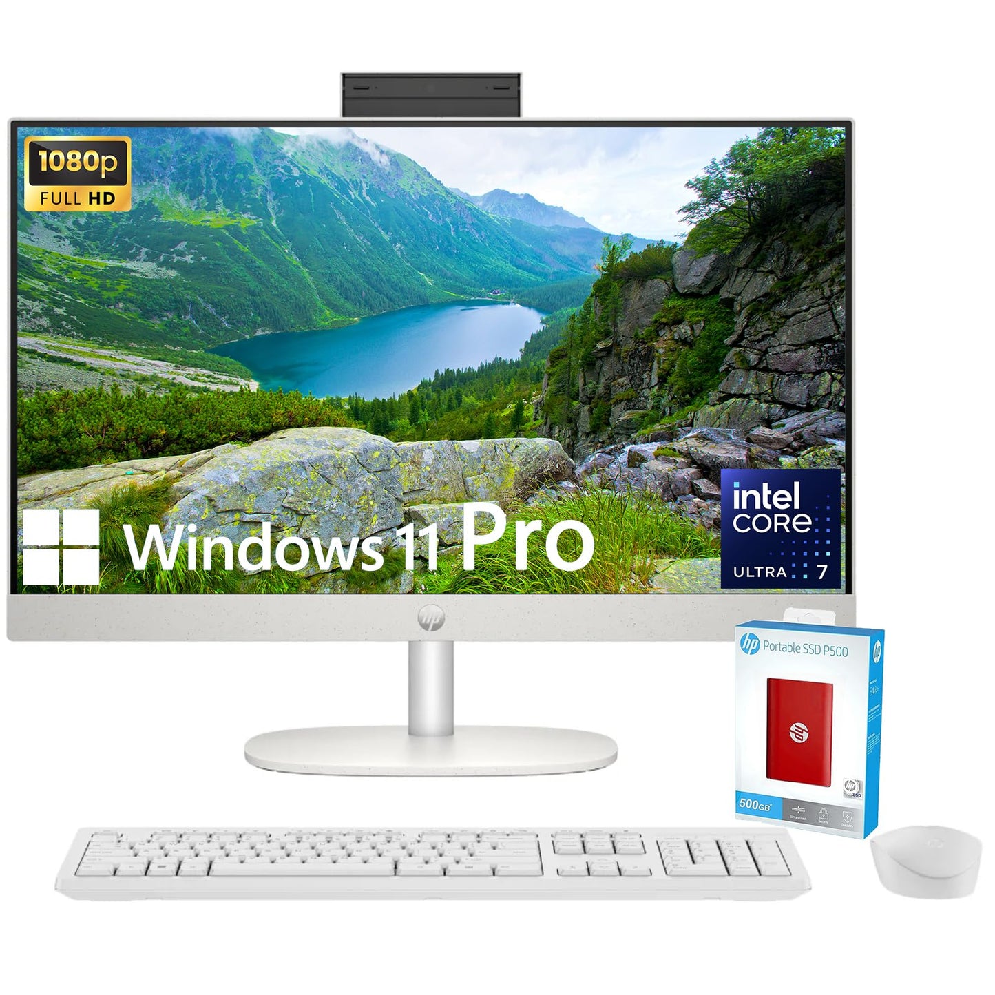 Hp 27 All-In-One Desktop Computer, Fhd Ips Display, 12-Core Intel Core Ultra 7-155U Processor, 64Gb Ddr5, 1Tb Ssd, Wi-Fi 6, Hdmi