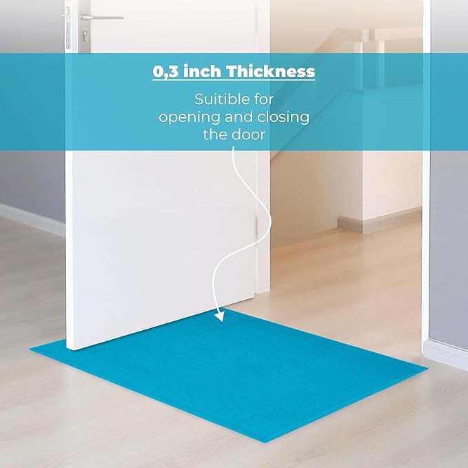Cotton Paradise 100% Cotton Non Slip Bath Mats for Bathroom, 17x24 inch Soft Absorbent Quick Dry Machine Washable Floor Bath Mat, Aqua Blue