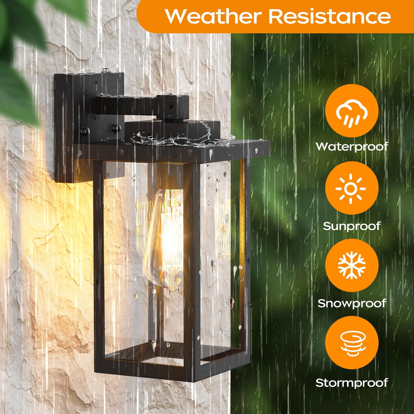 Wihtu Outdoor Wall Mount Lights, Dusk To Dawn Sensor, Waterproof Metal Sconce, 2 Pack, Black, Model Wtwl160Ab2