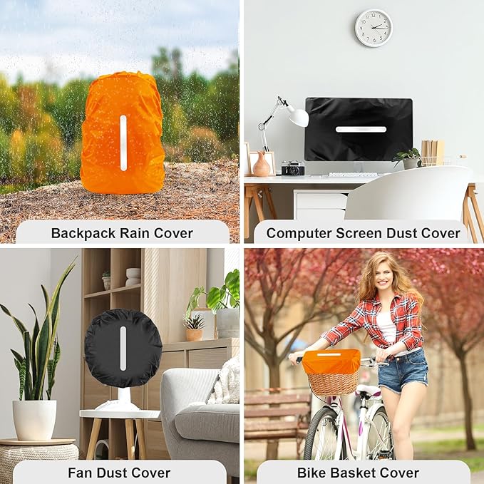 LAMA 2 Pack Waterproof Rain Cover for Backpack, Reflective Rucksack Rain Cover for Anti-dust/Anti-Theft/Bicycling/Hiking/Camping/Traveling/Outdoor Activities (1 Pcs Black + 1 Pcs Orange, XL)