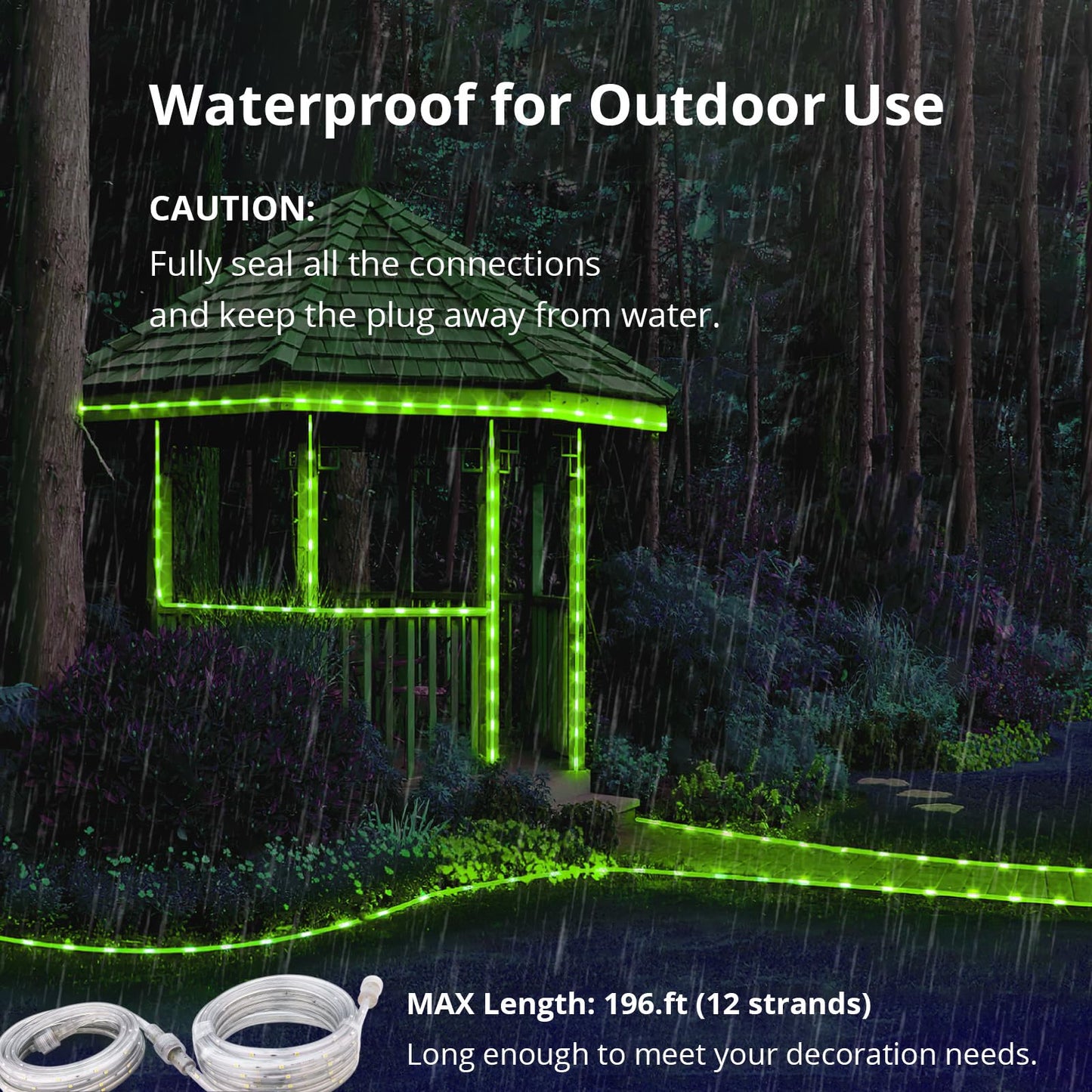 Areful Led Rope Lights - 16.4Ft Green Flexible Strip Light, Waterproof, Connectable For Home, Christmas, Garden, Party Decoration