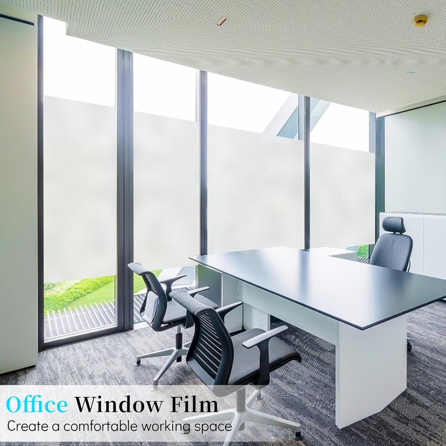 Niviy Frosted Glass Window Privacy Film 78.7 x 23.6 Inch Static Cling Bathroom Window Frosting Film Day and Night Privacy Windows Cling Home Glass Door Cover