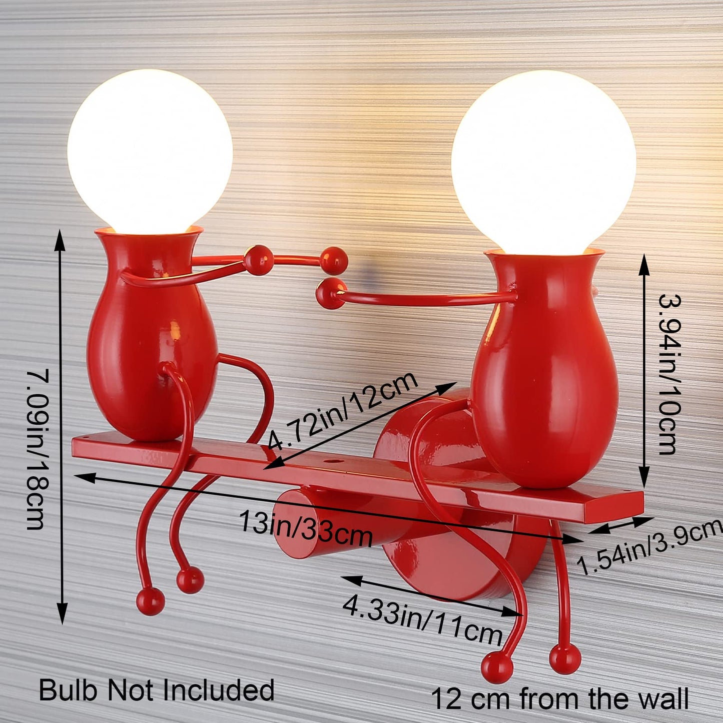 SOUTHPO LED Metal Wall Light Fixture Seesaw Design Red 2×E26 Modern Children’s Wall Sconce