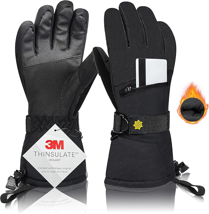 Solaris Waterproof Ski Gloves for Men Women, Winter Warm Cozy 3M Thinsulate Snowboard Gloves for Skiing, Snowboarding, Sho...