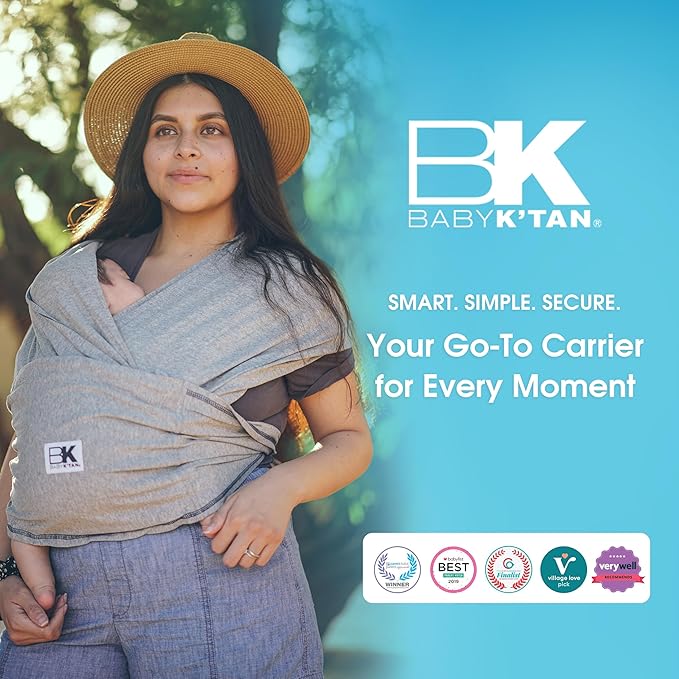 Original Baby K'tan Baby Carrier: #1 Easy Pre-Wrapped, Soft, Slip-On, No Rings, No Buckles | 5 in 1 Baby Sling Gift | The Best Hands Free Infant Wrap | Heather Grey | Medium