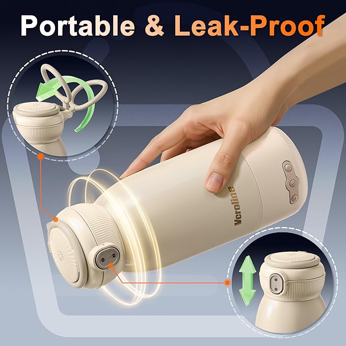 Portable Bottle Warmer for Travel, 17 Oz Baby Bottle Warmer, Super Fast Charging Milk Warmer with Adjustable Temp & Keep Warm for Formula, Breastmilk, Rechargeable & Cordless Water Warmer