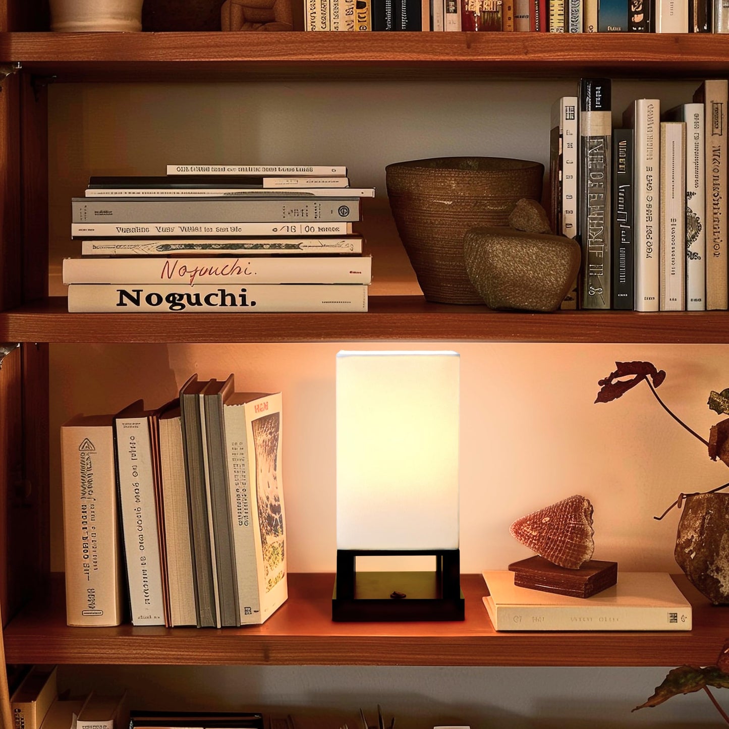 Brightech Maxwell Bedside Lamp - Compact Table Lamp with USB Port, Wood Frame, LED Bulb, Classic Black, Model MXWLL-TL-LED-BK