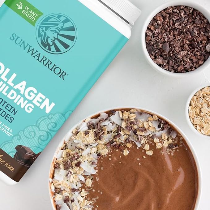 Vegan Collagen Protein Powder for Women | Plant Based Collagen Powder Chocolate Flavor with Vegan Hair Skin and Nails Vitamins | Non-GMO No Added Sugar Soy Dairy & Gluten Free (Chocolate, 40 Servings)