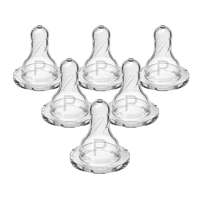 Dr. Brown's Natural Flow Preemie Flow Narrow Baby Bottle Silicone Nipple, Slowest Flow, 0m+, 100% Silicone Bottle Nipple, 6 Count(Pack of 1)