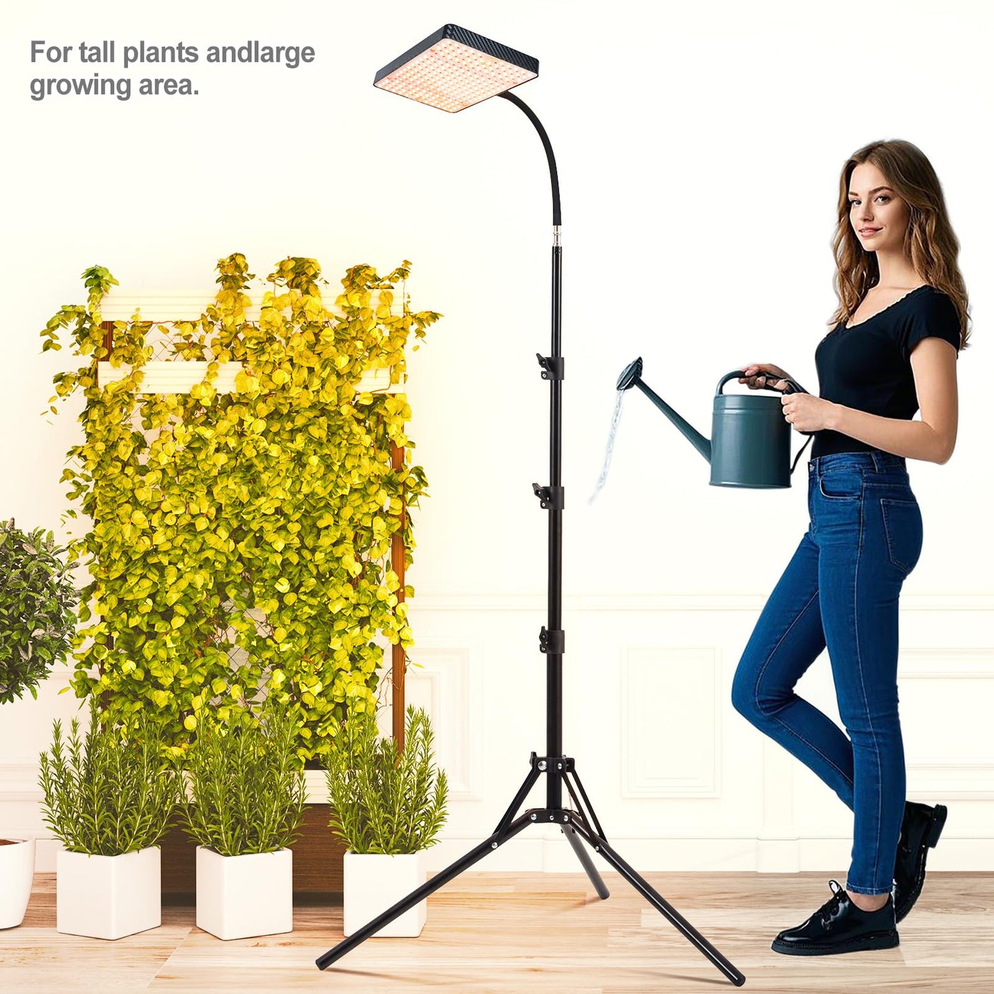 Orchbloom Grow Light - Full Spectrum Indoor Plant Light, 25W Adjustable Stand, Black, Model Zinqolay