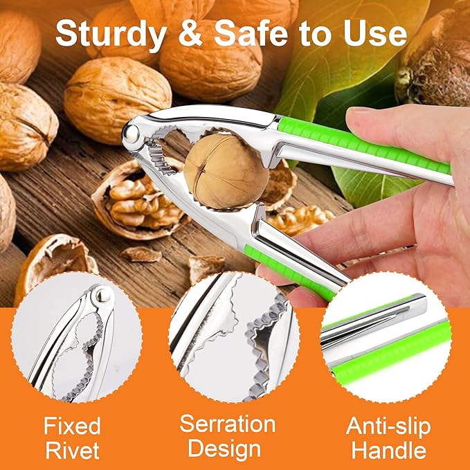 Crab Crackers and Tools, 3 Pcs Crab Crackers with Non-slip Handle, Lobster Crackers and Tools, Seafood Tools Set, Nut Cracker Set, Home Restaurant Kitchen Tools, Green