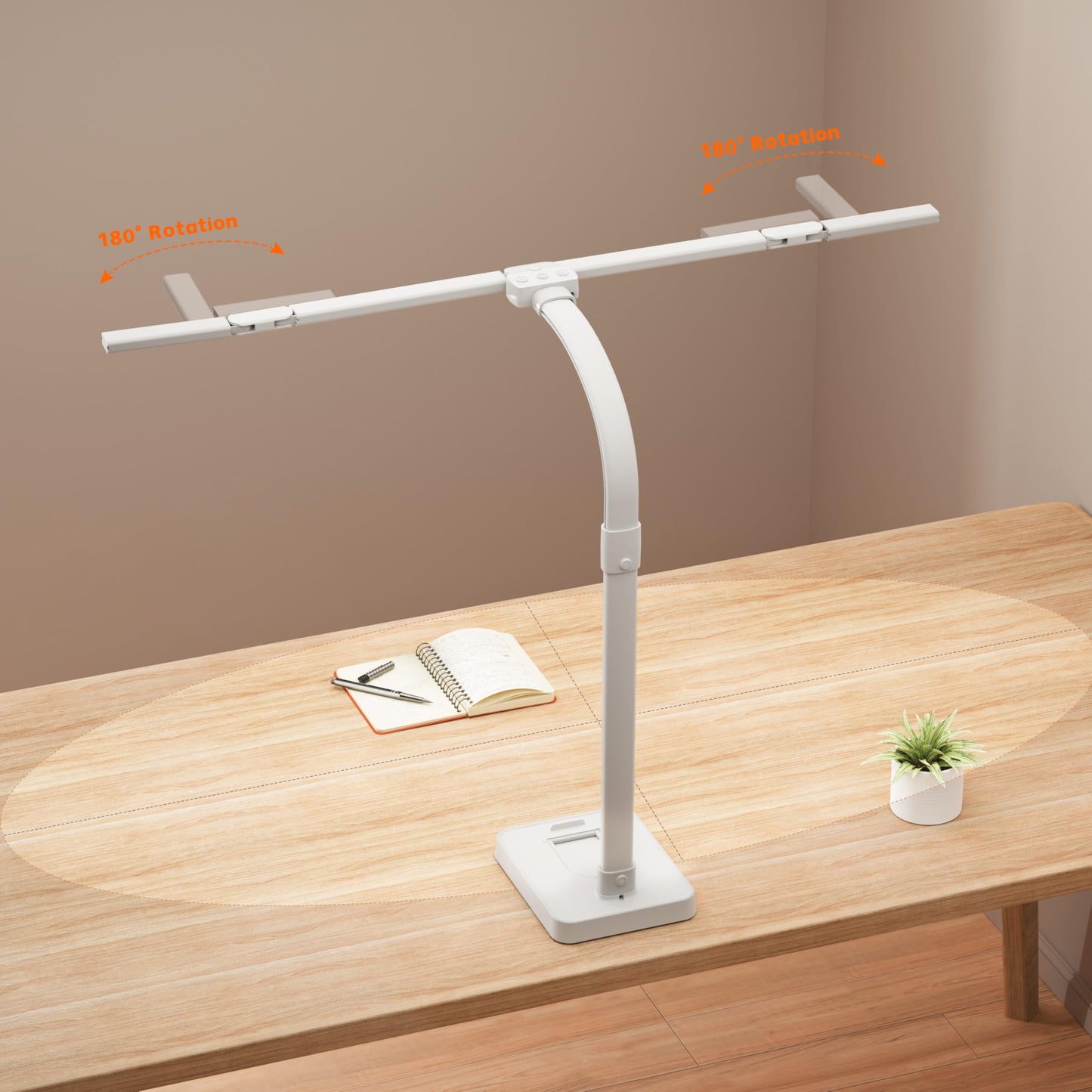 Sandiea Led Desk Lamp For Home Office - 24W Bright Double Head Desk Light With Clamp Eye Caring Architect Task Light 25 Lighting Modes Adjustable Flexible Gooseneck Lamp (All White)