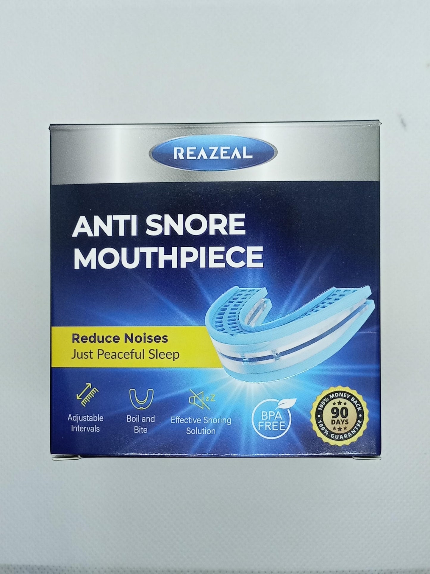 Anti Snore Mouthpiece – Adjustable Oral Device for Adults (18+) Designed to Help Reduce Snoring, Reusable with Retainer Case (1 Pack, Blue)