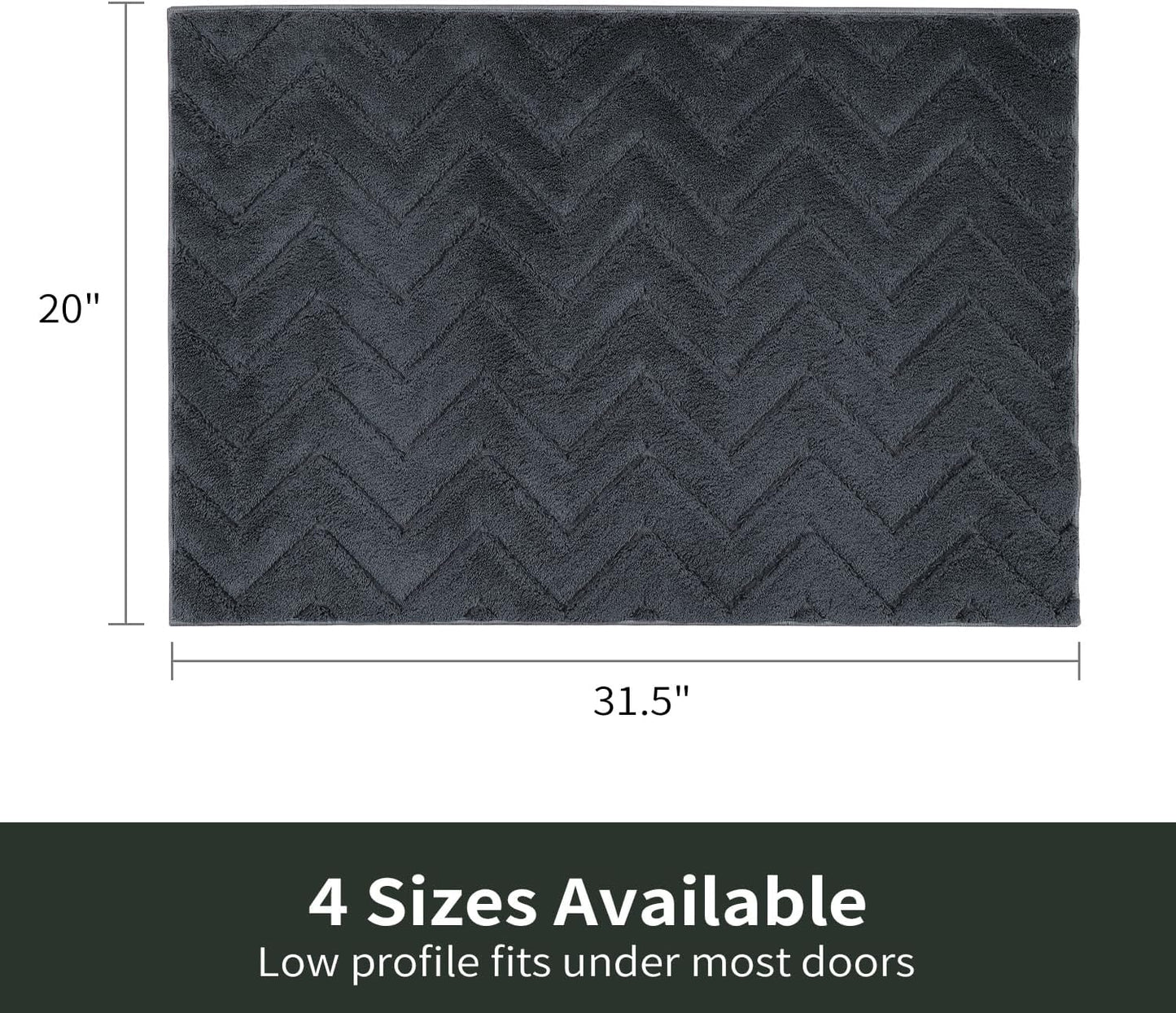 Stiio Front Door Mat Indoor Outdoor Entrance 20x31.5 Inches, Non Slip Washable Entry Rug, Dog Doormat, Absorbent Entrance Mat for Front & Back Door, Muddy Wet Shoes & Paws, Dark Grey