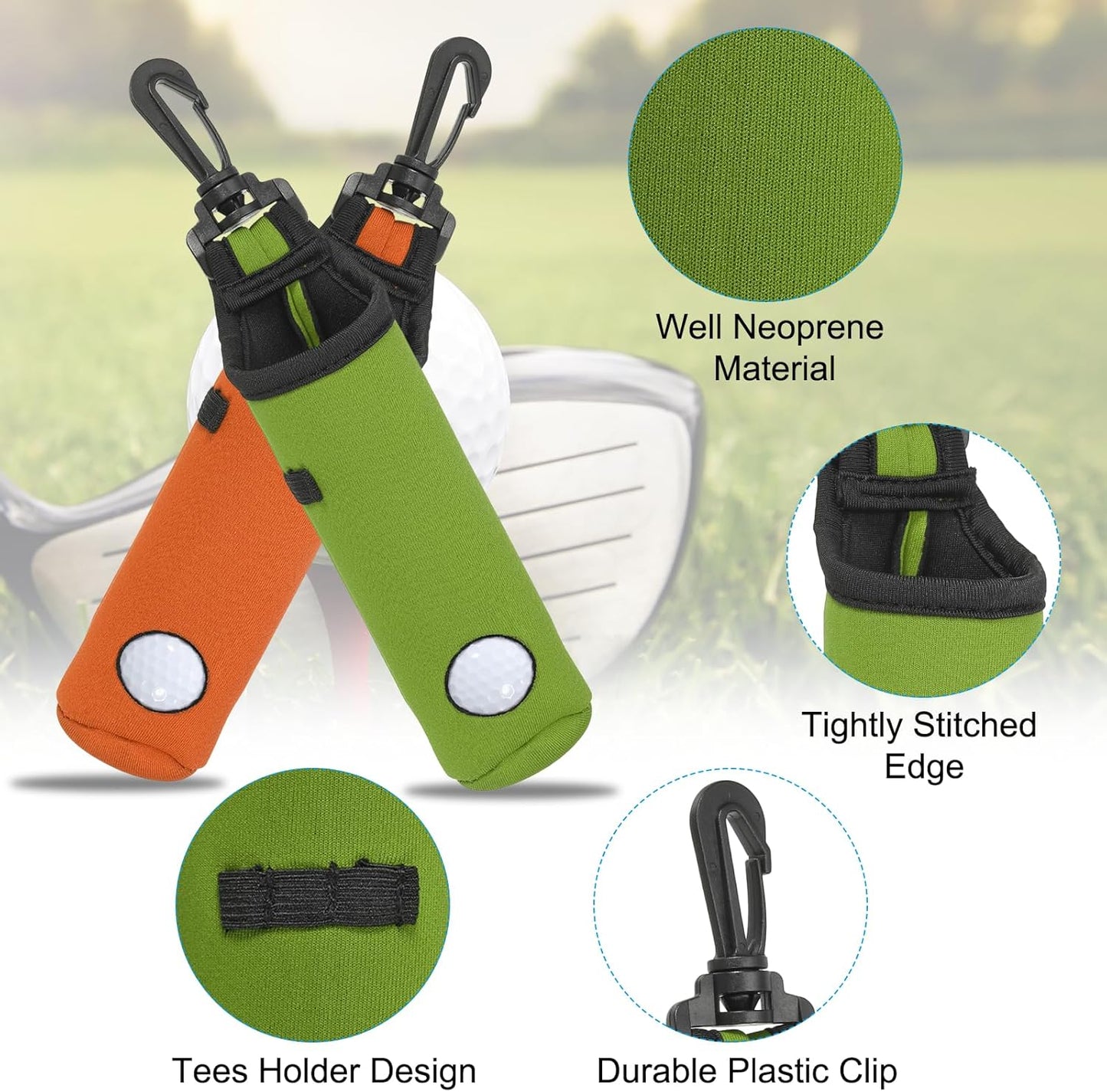 PATIKIL Golf Ball Carry Bag Golf Tee Holder Pouch Portable Neoprene Golf Ball Holder with Clip for Men and Women