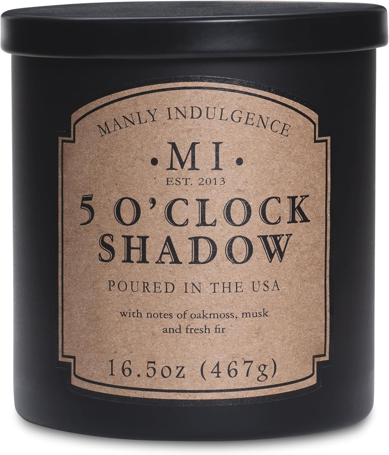 Manly Indulgence 5 O'Clock Shadow Scented Candles for Men, 16.5 oz Single Wick, Premium Soy Blend Wax, 60H Burn, Candles for Home Scented – Made in The USA