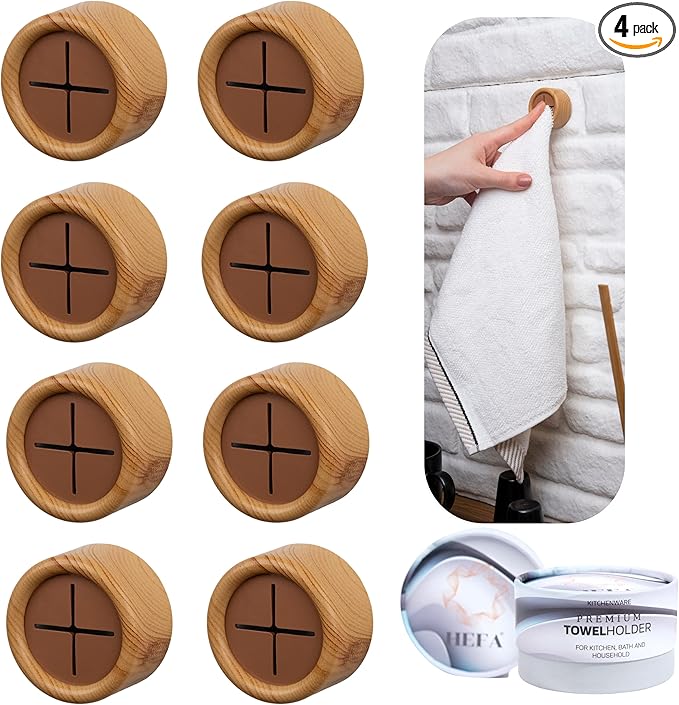 HEFA Eco 8 Pack Towel Hooks - Kitchen Organization, Hand & Dish Towel Holder