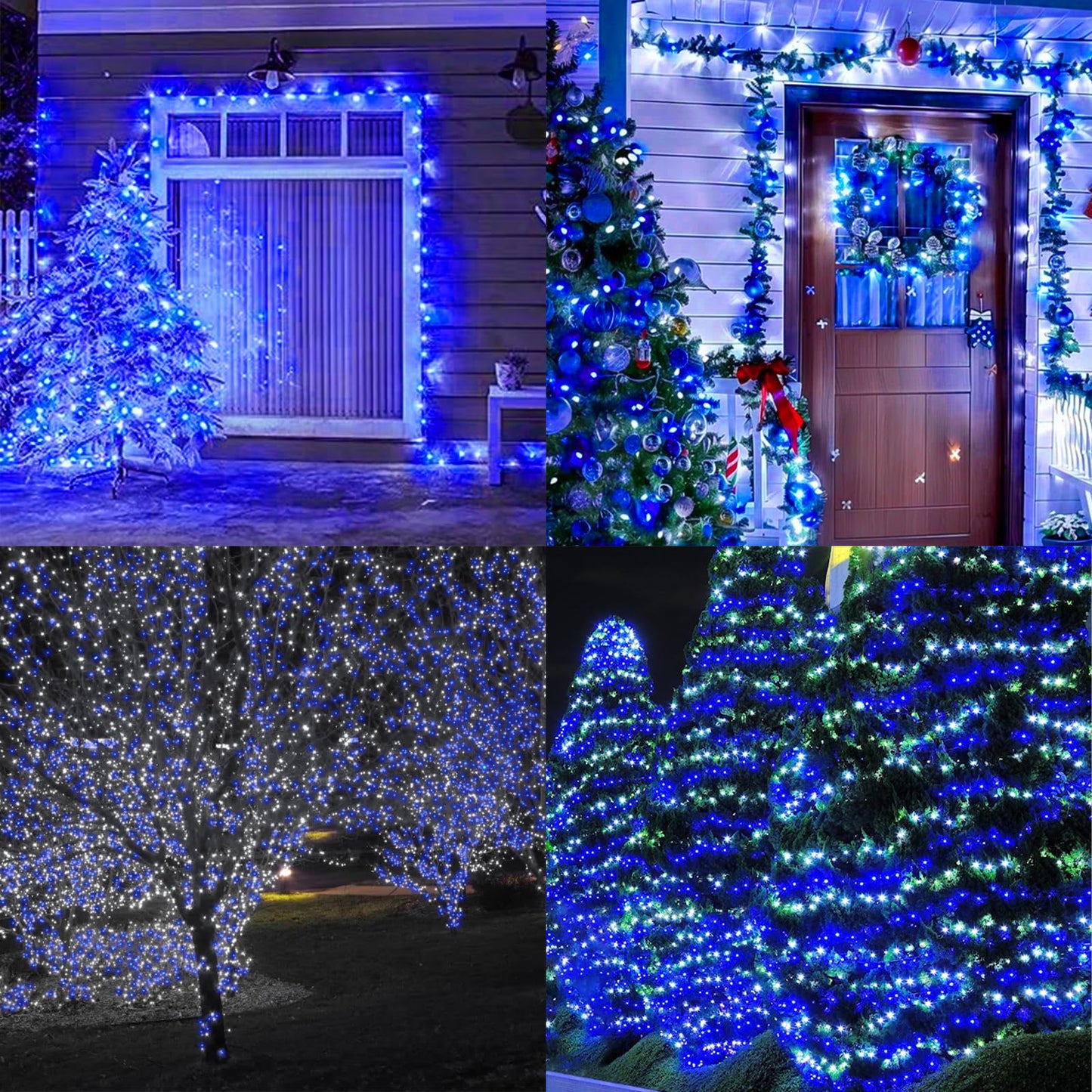 Lamphome 33Ft Christmas Decorative Mini Lights  100 Led Transparent Wire Fairy Starry String Lights Plug In  16 Lighting Modes For Outdoor Xmas Tree Wedding Party Decoration (White+Blue)