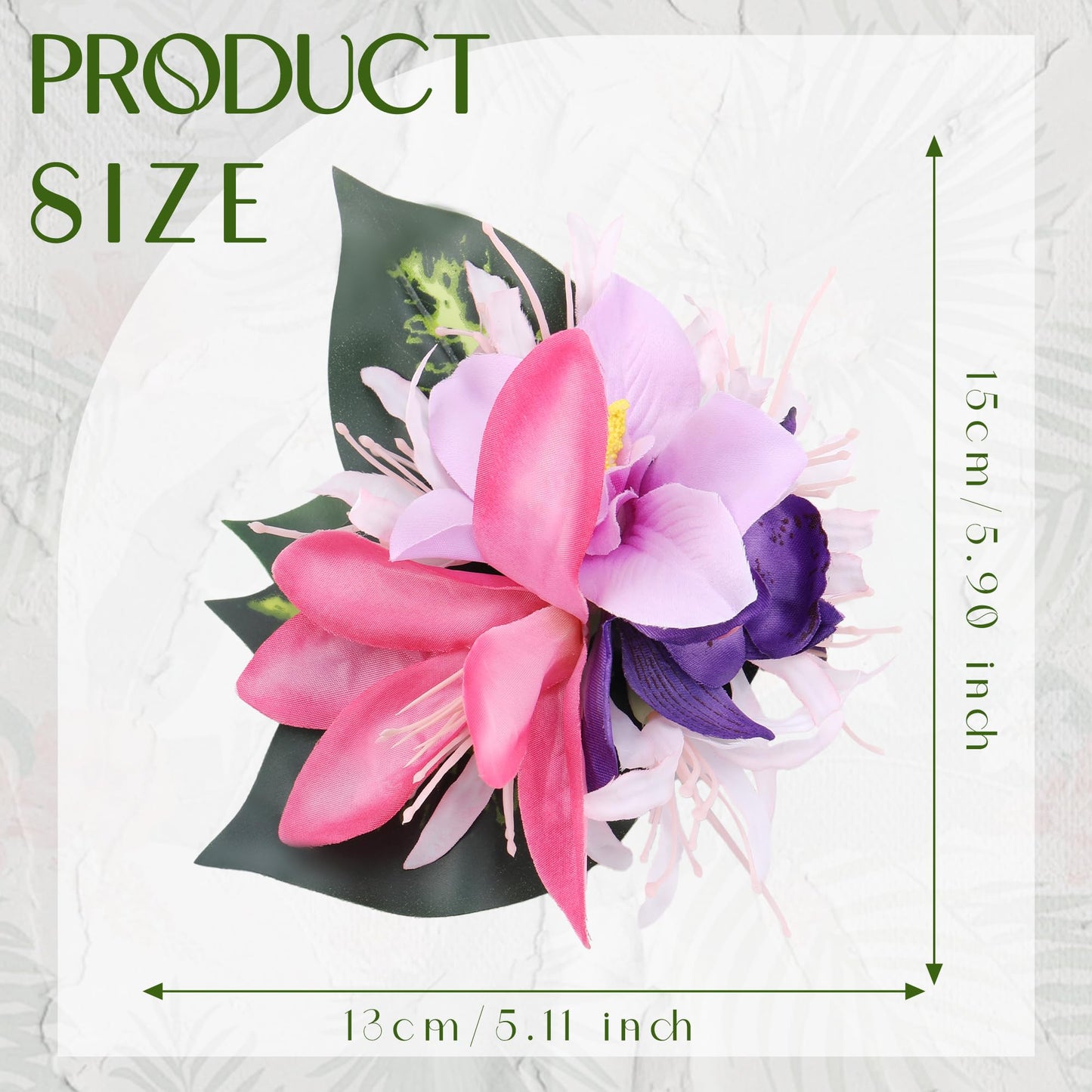 Tropical Hawaiian Flower Hair Clips - 2 Pack Artificial Hawaii Orchid Hairpin Luau Party Costume Hair Accessories for Women Girl