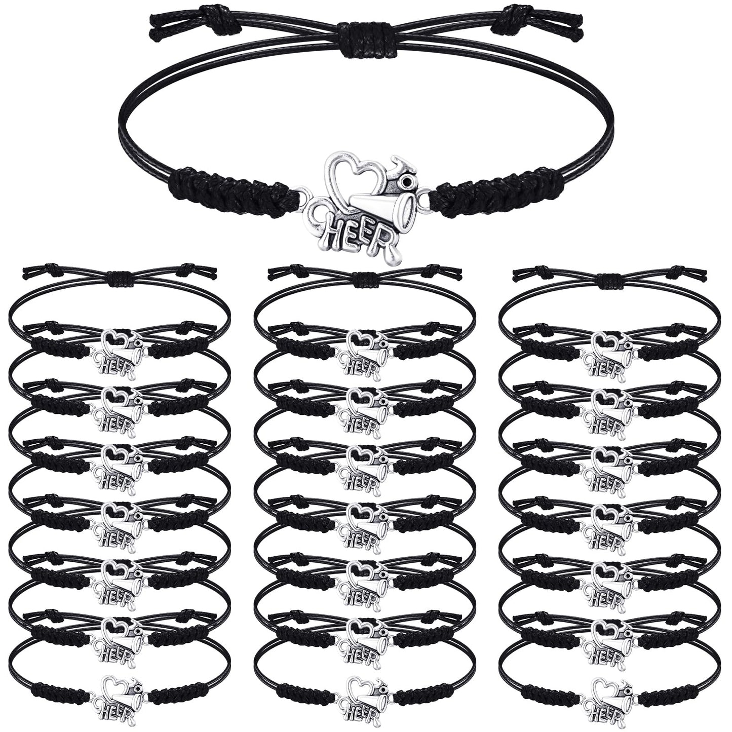 Rtteri 20 Pcs Cheerleader Gifts Cheer Bracelet Girls Charm Bracelet Adjustable Cheerleader Gifts For Cheer Team Jewelry Accessor