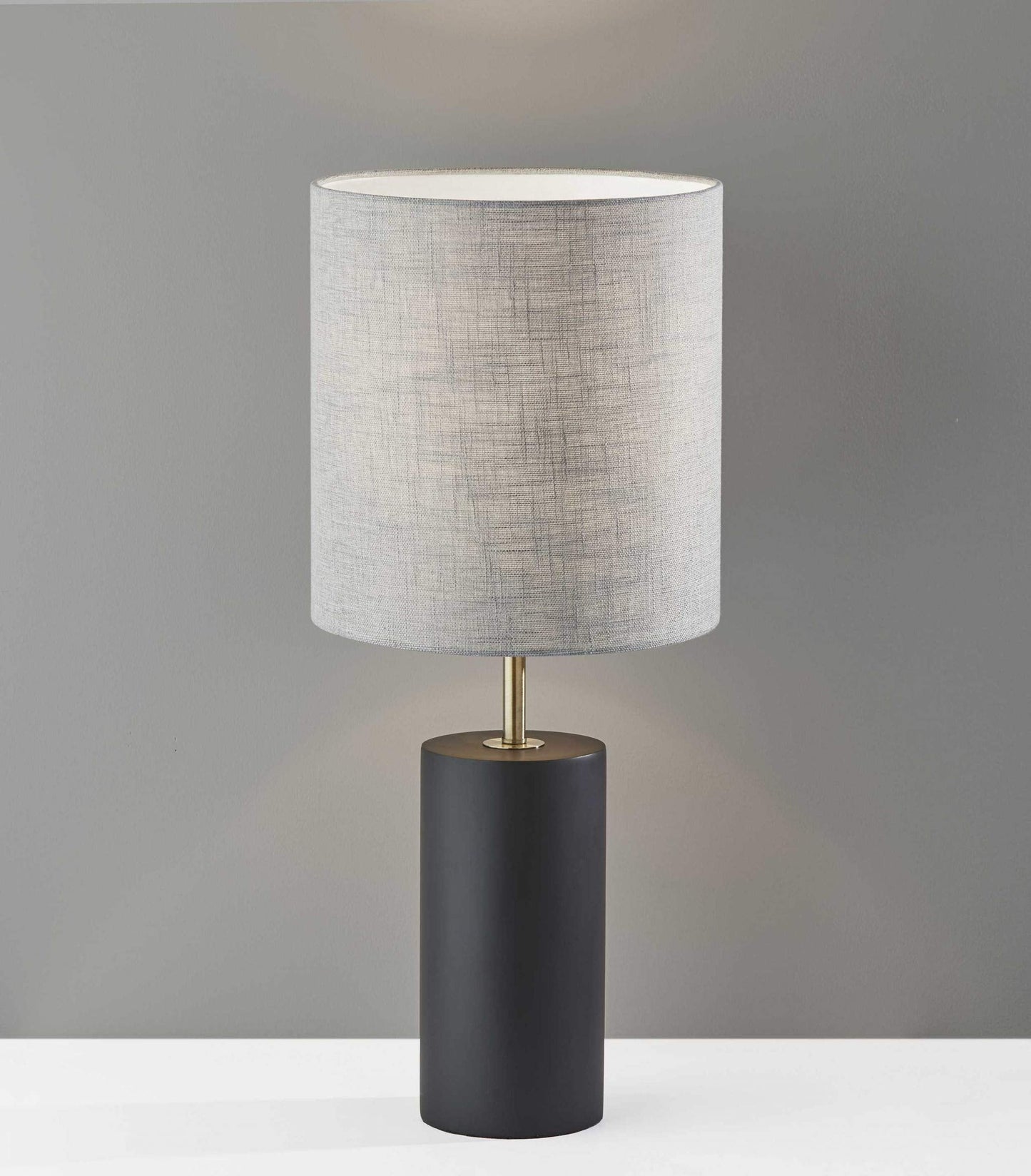 HomeRoots Black Wood Circular Block Table Lamp - Modern Design, Elegant Lighting for Home Decor