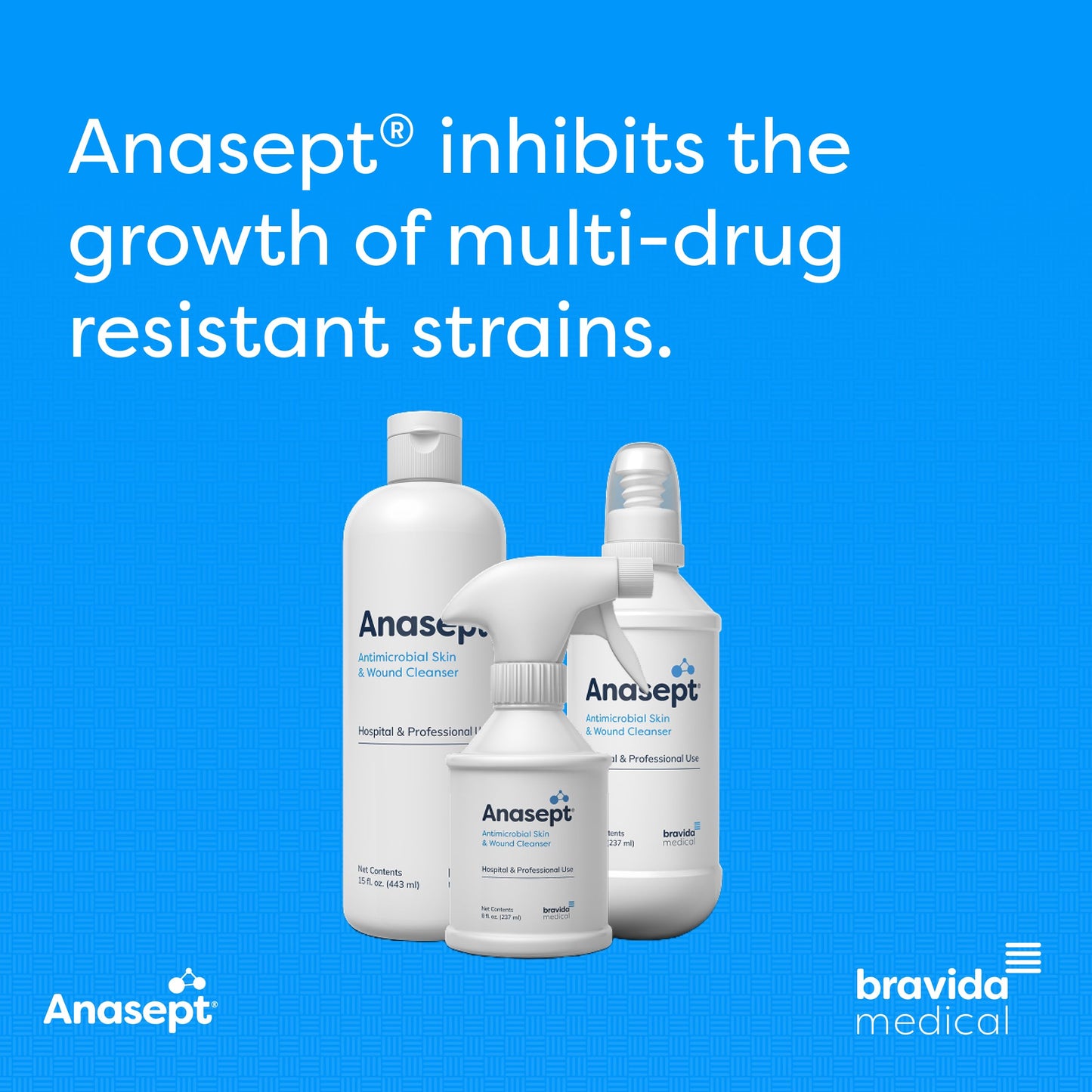 Anasept-Skin and Wound Cleanser, 12 oz. Bottle with Finger Sprayer, Wound Spray, Sterile Rinse, Healing Spray for Hospital and Professional Use