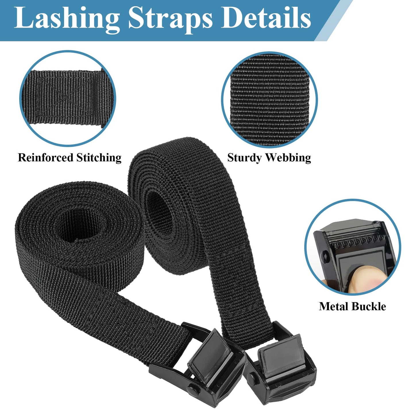 PEASUG Tie Down Straps, 4 Pcs Lashing Small Ratchet Straps with Buckles, 0.78" x 5' Adjustable Simple Cinch Cam Pull Suitable for Trucks, Cargo, Luggage Black