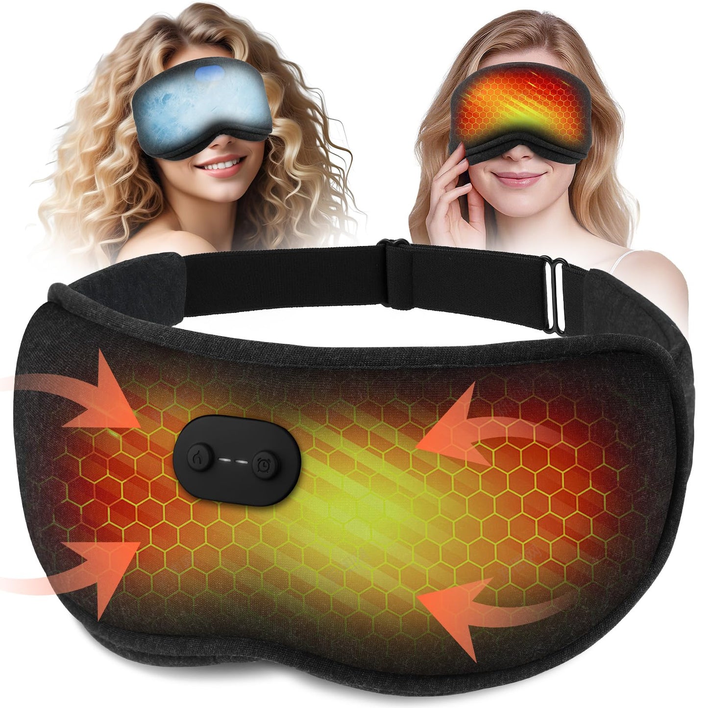ZHENYEMEI Heated Eye Mask for Dry Eyes - Cordless Cooling Eye Masks - Eye Heating Pad for Sleep, Eye Headache Relief, Improved Sleep, Blackout Removable for Cleaning, Travel Essentials, Office, Gift