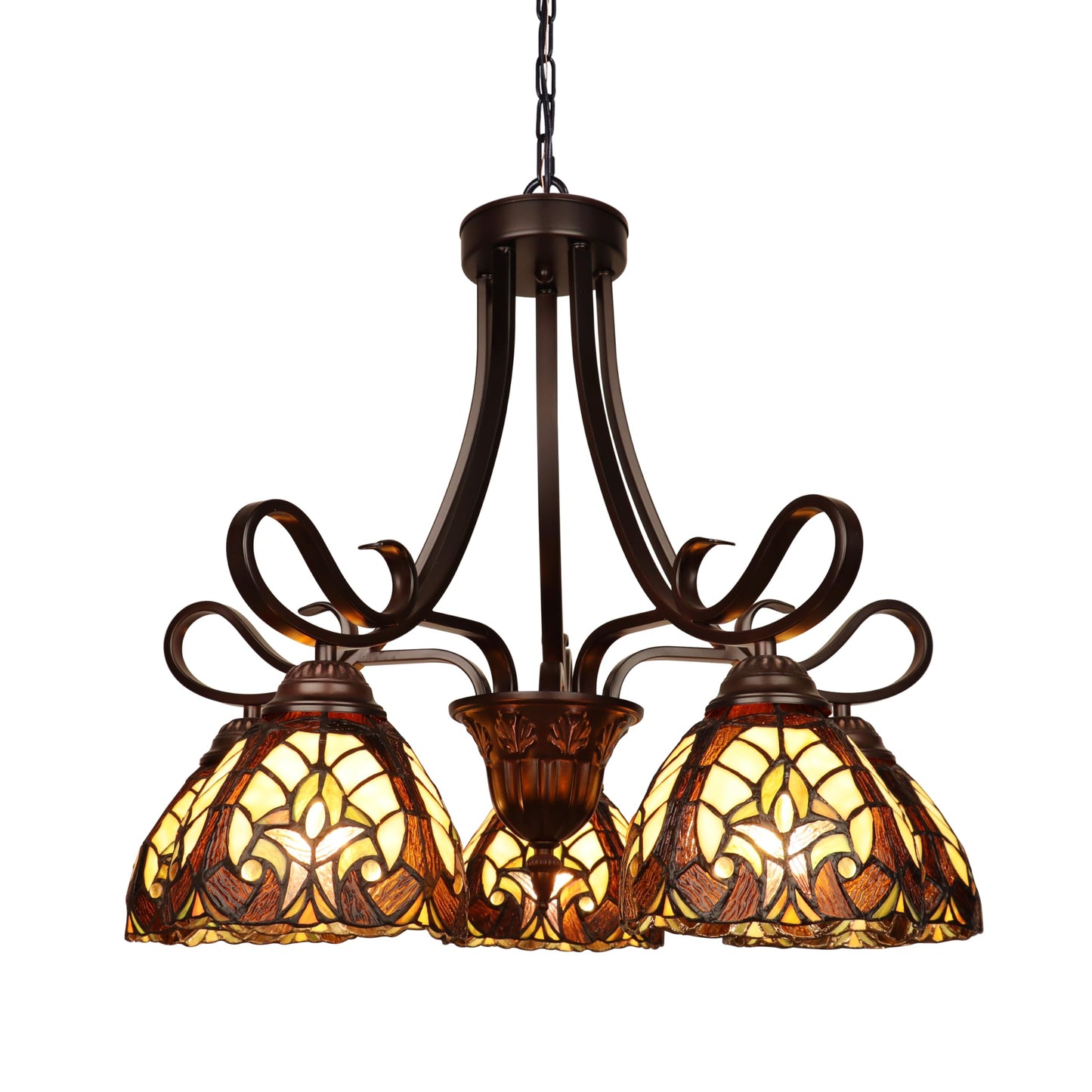 Chloe Lighting Victorian-Style 5-Light Chandelier, 25in Wide, Antique Dark Bronze Finish, Glass, Multicolor, Model CH18780VI25-DD5