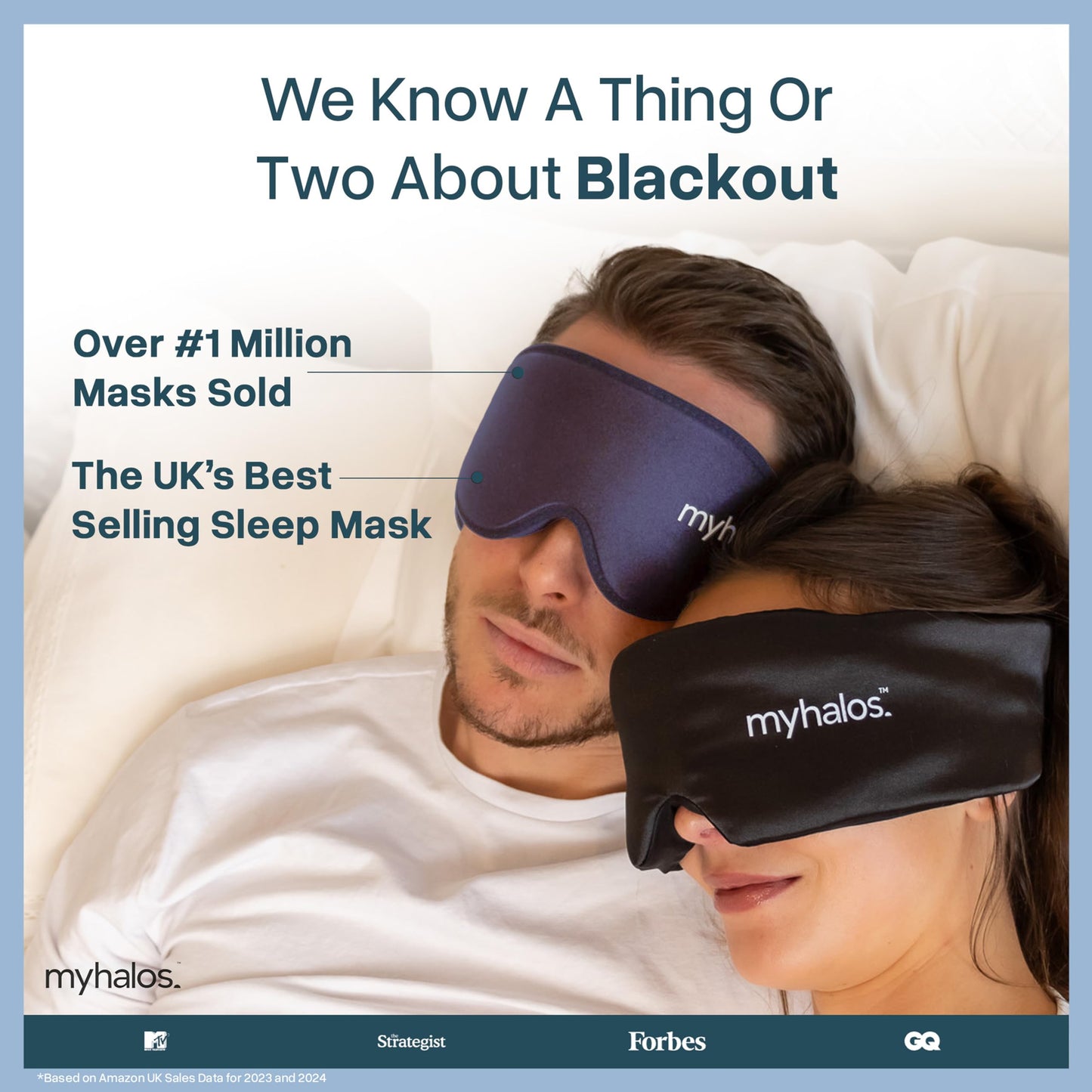 MyHalos® Sleep Mask – 3D Blackout Eye Mask for Women & Men, Side Sleepers, Zero Pressure Memory Foam Eyelash Friendly, Breathable,Award-Winning Sleep Aid for Travel (Navy Blue, 1 Count (Pack of 1))